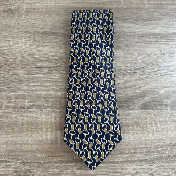 Brooks Brothers Makers Necktie 100% Silk USA Designer Equestrian Bit Bridle Mens - Picture 5 of 7